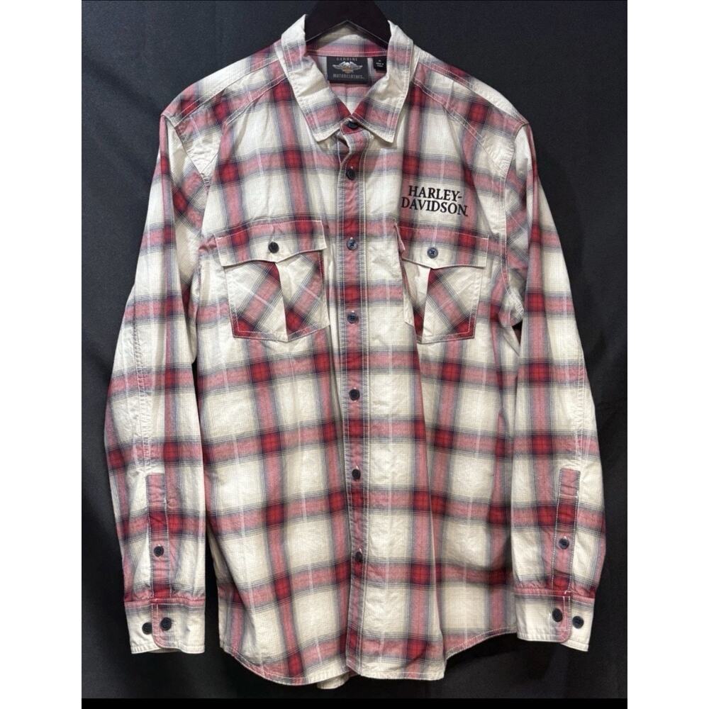 Harley-Davidson Men's Freedom Long Sleeve Button Front Plaid Shirt 3XL Grunge